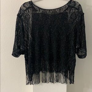 Black sparkly crop too with fringe